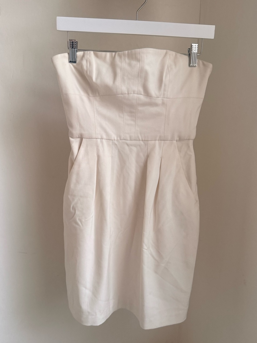 BCBGMaxAzria Strapless Ivory Sheath Dress
